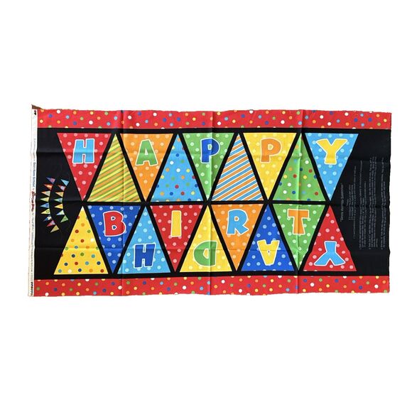 Moda Fabric Beary Happy Birthday Banner by Berenstain Bears Fabric Panel 55520 - Picture 1 of 7